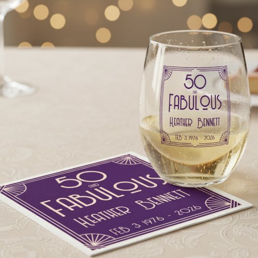 Serviette En Papier Modern Art Deco 50 and Fabulous Birthday