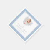 Serviette En Papier Modern Baby Blue Religius Cross Boy Baptism (Coin)