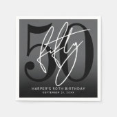 Serviette En Papier Modern Black 50th Birthday Party (Devant)