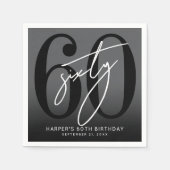 Serviette En Papier Modern Black 60th Birthday Party (Devant)