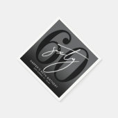 Serviette En Papier Modern Black 60th Birthday Party (Coin)