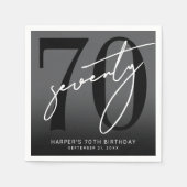 Serviette En Papier Modern Black 70th Birthday Party (Devant)