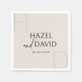 Serviette En Papier Modern Black and Ivory Monogram Minimalist Wedding (Devant)