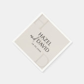 Serviette En Papier Modern Black and Ivory Monogram Minimalist Wedding (Coin)