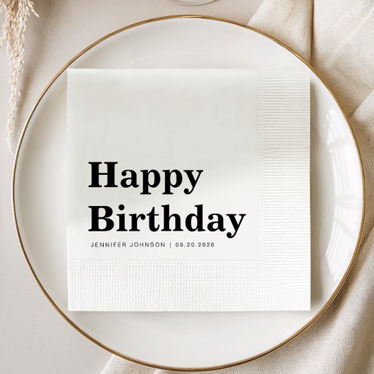 Serviette En Papier Modern Black And White Birthday