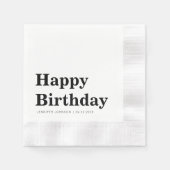 Serviette En Papier Modern Black And White Birthday (Devant)