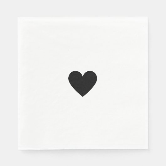 Serviette En Papier Modern Black and White Heart (Devant)