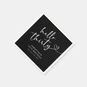 Serviette En Papier Modern Black and White Hello 30th Birthday (Coin)
