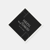 Serviette En Papier Modern Black and White Monogram Minimalist Wedding (Coin)