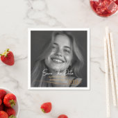 Serviette En Papier Modern Black and White Photo 21st Birthday Save th (En situation)