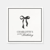 Serviette En Papier Modern Black Bow Birthday (Devant)