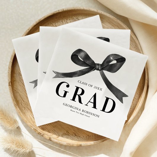 Serviette En Papier Modern Black Bow Graduation Party