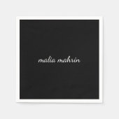 Serviette En Papier Modern Black Monogram Script Design (Devant)