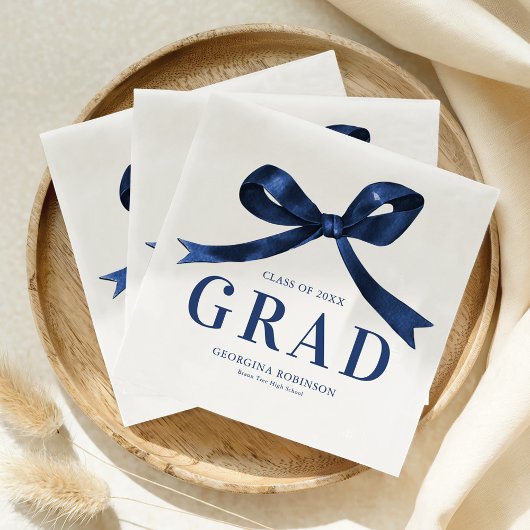 Serviette En Papier Modern Blue Bow Graduation Party