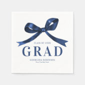 Serviette En Papier Modern Blue Bow Graduation Party (Devant)