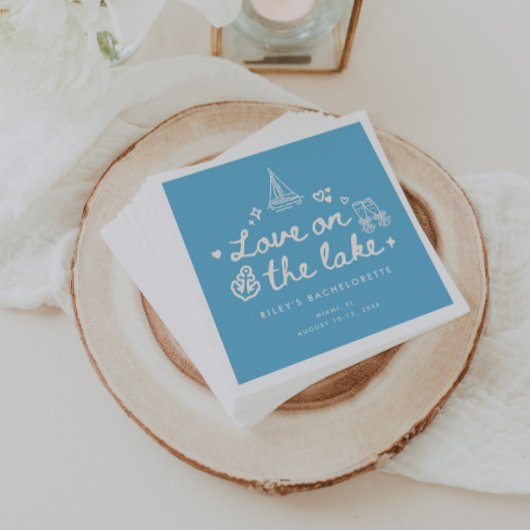 Serviette En Papier Modern Blue Script Lake Bachelorette Weekend