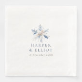Serviette En Papier Modern Blue Snowflake Winter Wedding (Devant)