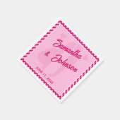 Serviette En Papier Modern Blush Pink Chevron Stripe Wedding (Coin)