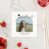 Serviette En Papier Modern Boho Arch Photo Graduation Party (En situation)