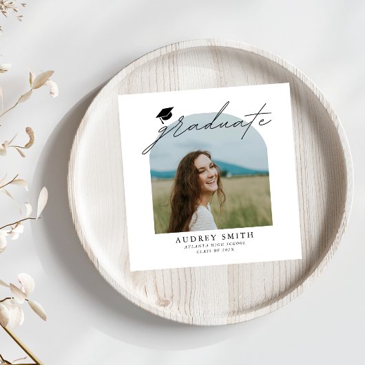 Serviette En Papier Modern Boho Arch Photo Graduation Party