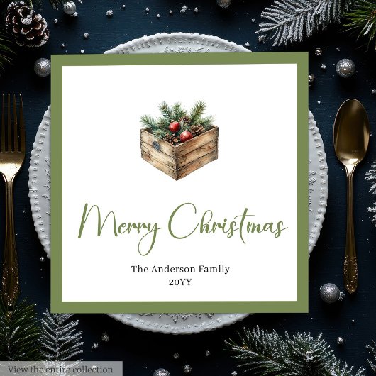 Serviette En Papier Modern Boho Christmas Tree Botanical Party Napkins