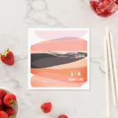 Serviette En Papier Modern Bold et Edgy Coral Mariage (En situation)