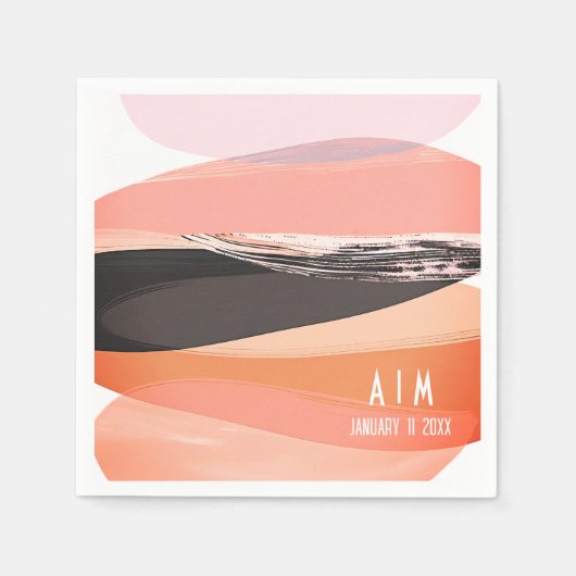 Serviette En Papier Modern Bold et Edgy Coral Mariage (Devant)