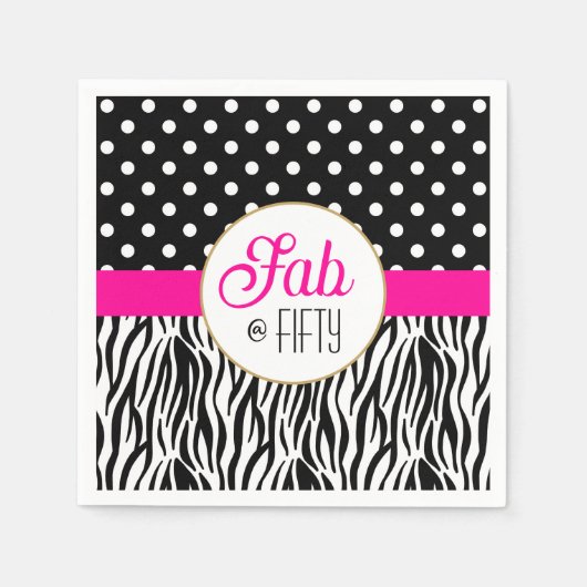 Serviette En Papier Modern Bold Fifty & Fabulous 50th Birthday (Devant)