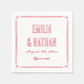Serviette En Papier Modern Bold Retro Hand Drawn Cupid Wedding (Devant)