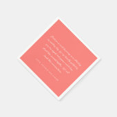 Serviette En Papier Modern Bold Vibrant Coral Handwritten Note Wedding (Coin)