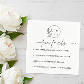Serviette En Papier Modern Botanical Monogram Fun Facts Wedding