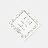 Serviette En Papier Modern Botanical Monogram Wedding Custom Napkins (Coin)