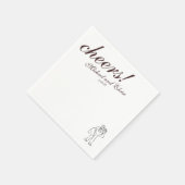 Serviette En Papier Modern Brown Personalized Sketch Art Wedding (Coin)