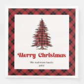 Serviette En Papier Modern Buffalo Christmas Tree Napkin Customizable (Devant)