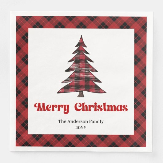 Serviette En Papier Modern buffalo tree napkins personalized holiday (Devant)