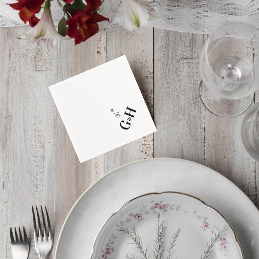 Serviette En Papier Modern Celestial Monogram Wedding Cocktail Napkin