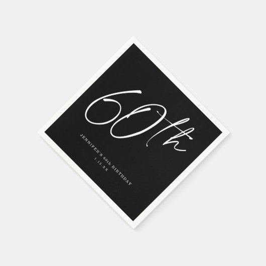 Serviette En Papier Modern Chic Script Soixantième 60e fête d'annivers (Coin)
