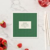 Serviette En Papier Modern Christmas Minimal Holiday Green Stripes (En situation)