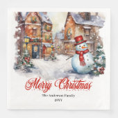 Serviette En Papier Modern Christmas scene napkins cozy watercolor (Devant)
