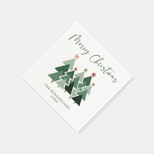 Serviette En Papier Modern Christmas Trees Typography (Coin)
