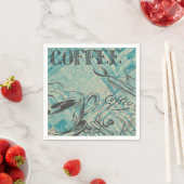 Serviette En Papier Modern Coffee Art Sketch Blue (En situation)