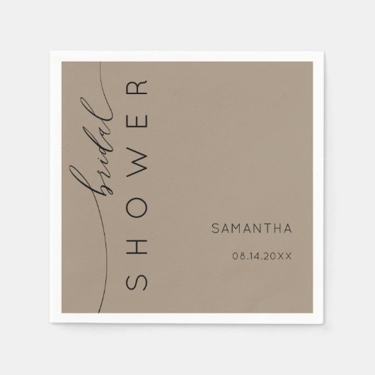 Serviette En Papier Modern Coffee Beige Bridal Shower (Devant)