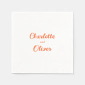 Serviette En Papier Modern Coral Orange Script Wedding (Devant)
