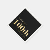Serviette En Papier Modern Custom Black Gold 100e Nom Date (Coin)
