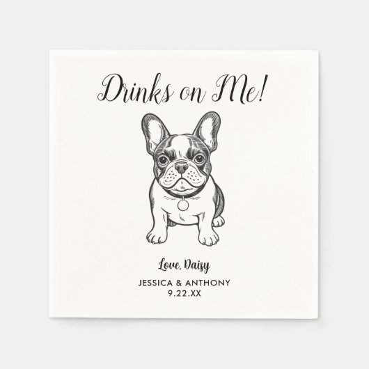 Serviette En Papier Modern Dog Wedding Cocktail Napkins  (Devant)