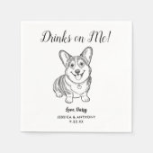 Serviette En Papier Modern Dog Wedding Cocktail Napkins  (Devant)