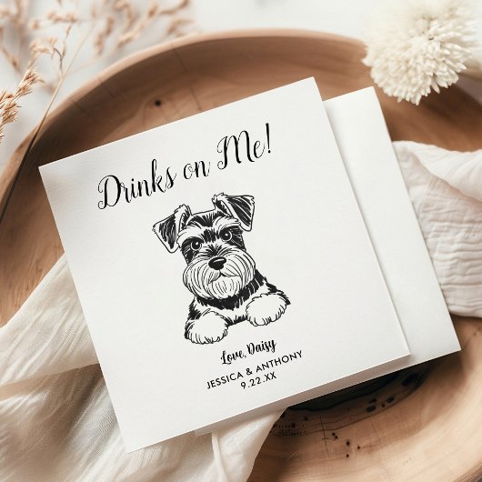 Serviette En Papier Modern Dog Wedding Cocktail Napkins
