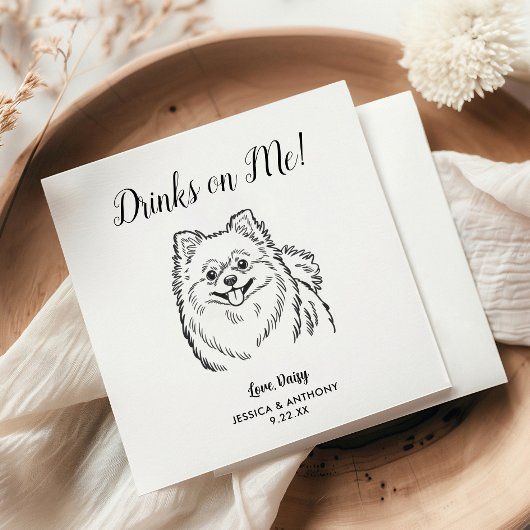 Serviette En Papier Modern Dog Wedding Cocktail Napkins