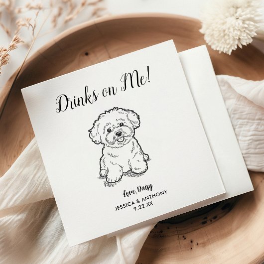 Serviette En Papier Modern Dog Wedding Cocktail Napkins 