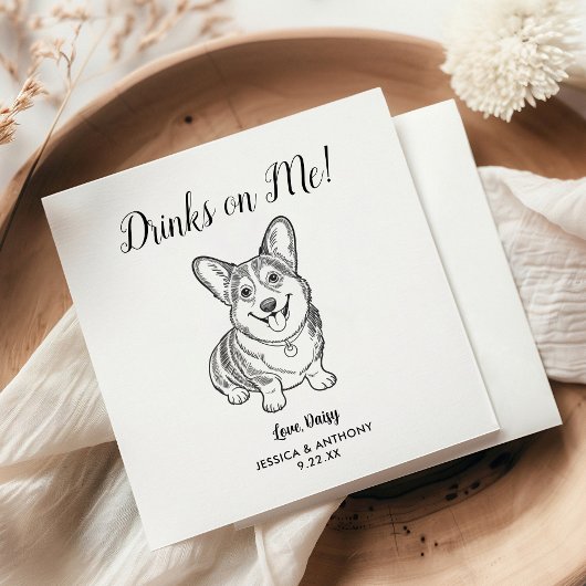 Serviette En Papier Modern Dog Wedding Cocktail Napkins 